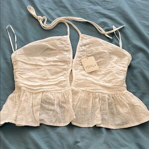 Free people White Ruched Peplum Top